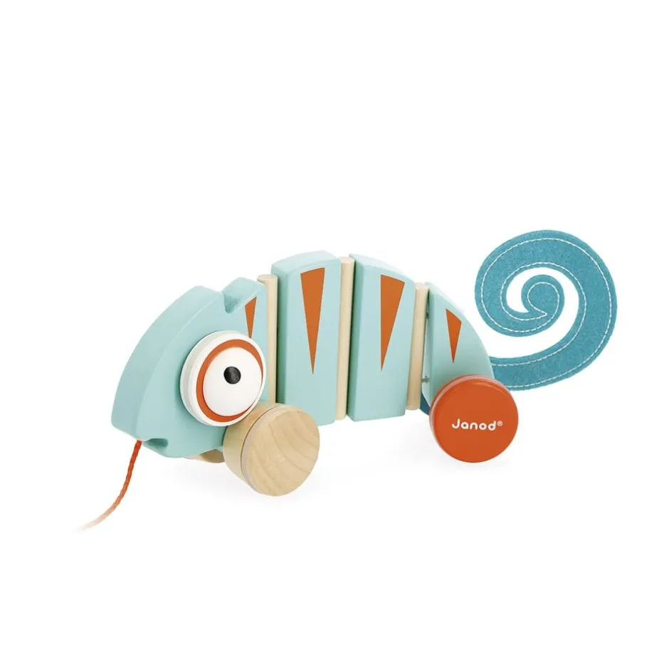 camlon__tirer_en_bois_tro_2.webp Janod Jouets À Tirer Et À Pousser>Caméléon à Tirer en Bois Tropik pour Bébé