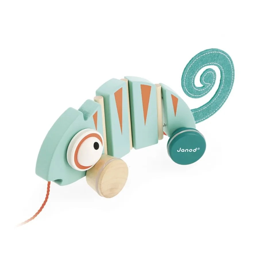 camlon__tirer_en_bois_tro_4.webp Janod Jouets À Tirer Et À Pousser>Caméléon à Tirer en Bois Tropik pour Bébé