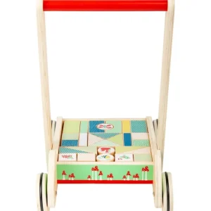 Small Foot Trotteurs Et Chariots De Marche>Chariot de marche en bois avec blocs de construction bébé