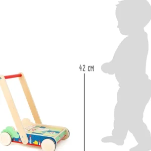 Small Foot Trotteurs Et Chariots De Marche>Chariot de marche en bois avec blocs de construction bébé