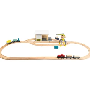Small Foot Circuits De Train>Circuit de train en bois - Gare de marchandises - Jeux de construction