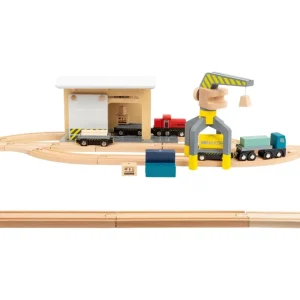 Small Foot Circuits De Train>Circuit de train en bois - Gare de marchandises - Jeux de construction