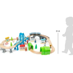 Small Foot Circuits De Train>Circuit de train en bois - Le pont bleu - Jeux de construction