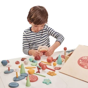 Tender Leaf Jouets À Empiler Et À Encastrer>Coffret à Empiler en Bois Petits Trésors de la Forêt