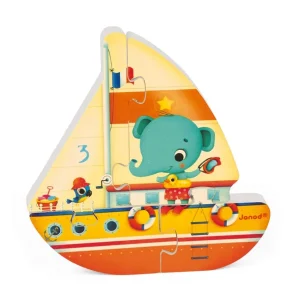 Janod Puzzles Premier Âge>Coffret 4 Puzzles en Bois pour Enfant Vacances 3D