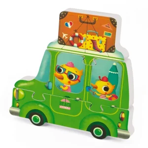 Janod Puzzles Premier Âge>Coffret 4 Puzzles en Bois pour Enfant Vacances 3D