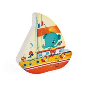 Janod Puzzles Premier Âge>Coffret 4 Puzzles en Bois pour Enfant Vacances 3D