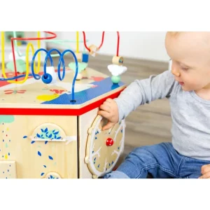 Small Foot Bouliers, Looping Et Tables Multi-activités>Cube d'activités hexagonal en bois bébé - Jeu d'éveil