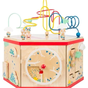 Small Foot Bouliers, Looping Et Tables Multi-activités>Cube d'activités hexagonal en bois bébé - Jeu d'éveil