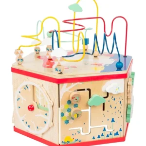 Small Foot Bouliers, Looping Et Tables Multi-activités>Cube d'activités hexagonal en bois bébé - Jeu d'éveil
