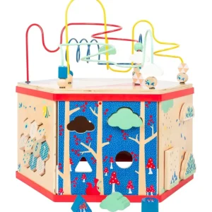 Small Foot Bouliers, Looping Et Tables Multi-activités>Cube d'activités hexagonal en bois bébé - Jeu d'éveil