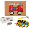 Small Foot Loisirs Créatifs>Jeu de Clous en Bois pour Enfant - Véhicules