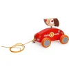 Scratch Jouets À Tirer Et À Pousser>Petit Chien Pilote de Course à Tirer en Bois Bébé