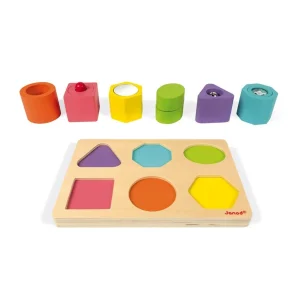Janod Puzzles Premier Âge>Puzzle 6 Cubes en Bois Sensoriels pour Éveil Bébé