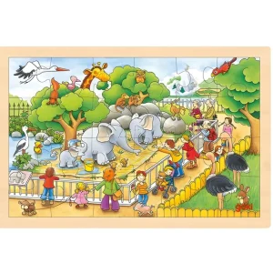 Goki Puzzles>Puzzle 24 PCS Bois Visite au Jardin Zoologique