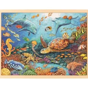 Goki Puzzles>Puzzle 96 PCS en Bois pour Enfant - Sous l'Océan