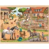 Goki Puzzles>Puzzle 96 Pièces en Bois pour Enfant Centre Équestre