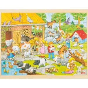 Goki Puzzles>Puzzle 48 Pièces en Bois pour Enfant Adorable Ménagerie