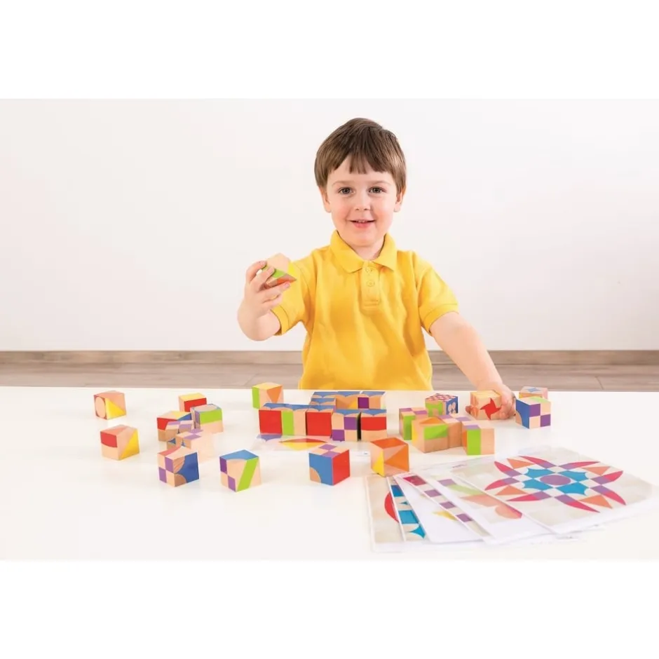 puzzle_cubes_en_bois_pour_1-1.webp Beleduc Couleurs Et Formes>Puzzle Cubes en Bois pour Enfant - Mosaïque