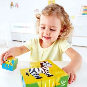 Hape Toys Puzzles Premier Âge>Puzzle cubes en bois pour enfants - Safari