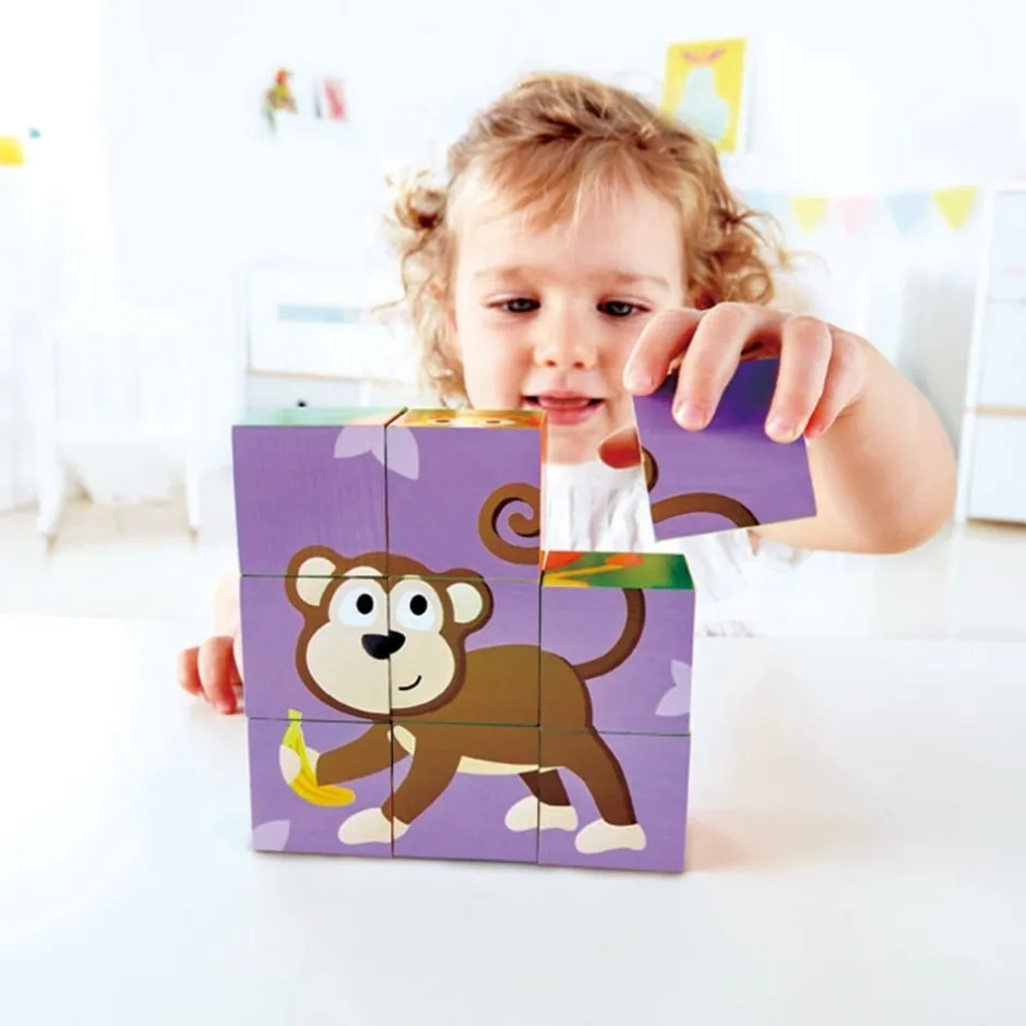 puzzle_cubes_en_bois_pour_4.webp Hape Toys Puzzles Premier Âge>Puzzle cubes en bois pour enfants - Safari