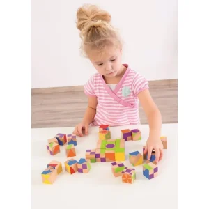 Beleduc Couleurs Et Formes>Puzzle Cubes en Bois pour Enfant - Mosaïque
