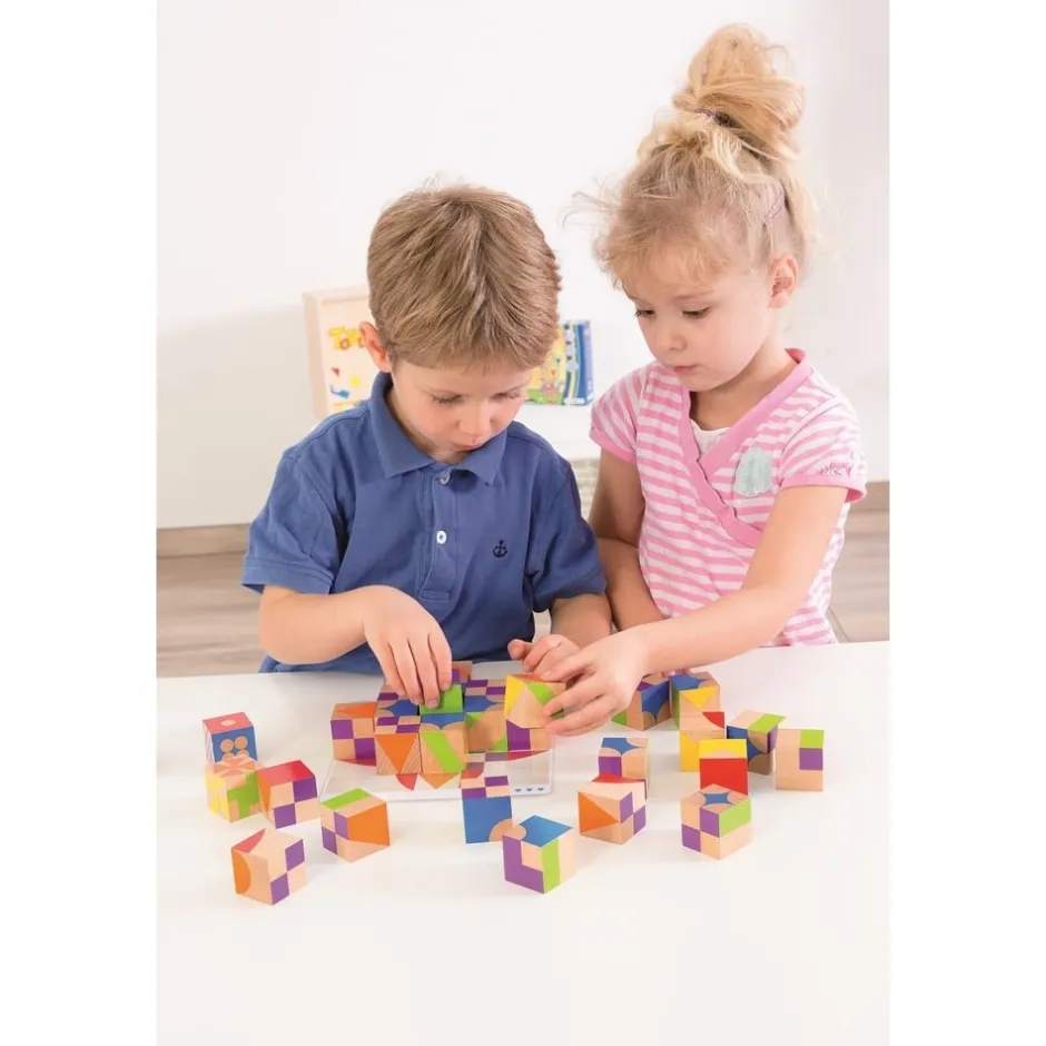 puzzle_cubes_en_bois_pour_9.webp Beleduc Couleurs Et Formes>Puzzle Cubes en Bois pour Enfant - Mosaïque