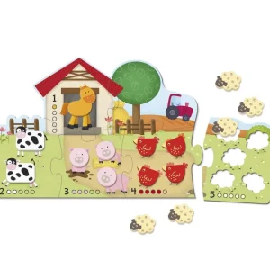 Goula Chiffres Et Calcul>Puzzle en bois éducatif - Compter à la ferme