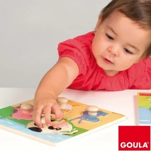 Goula Puzzles Premier Âge>Puzzle en bois pour bébé - Compagnons de basse-cour