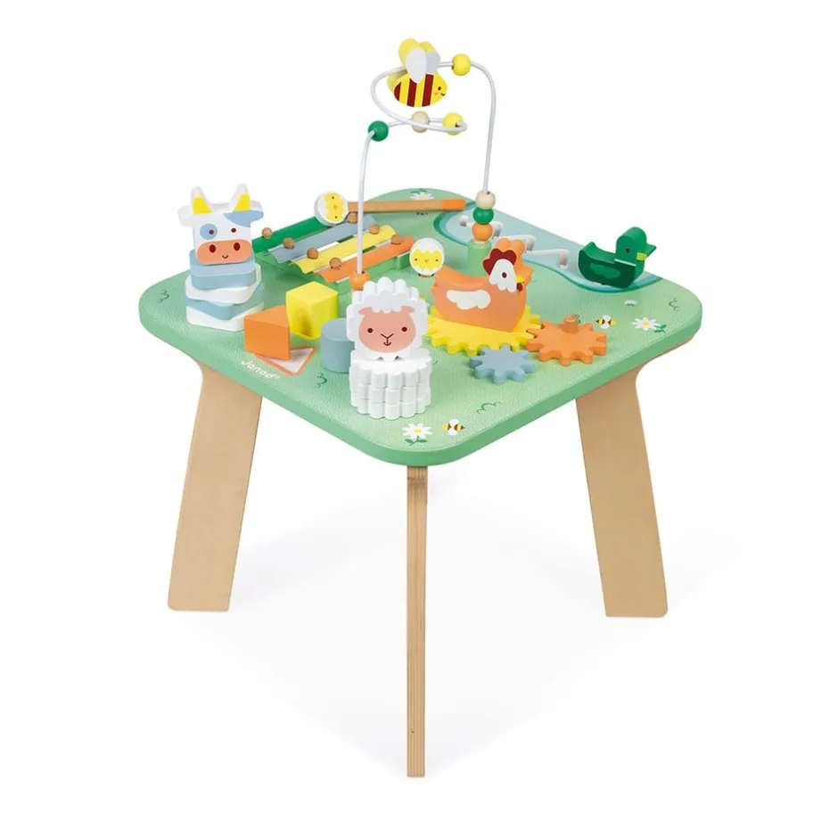 table_dactivits_jolie_pra_8.webp Janod Bouliers, Looping Et Tables Multi-activités>Table d'Activités Jolie Prairie en Bois pour Bébé