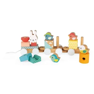 Janod Jouets À Tirer Et À Pousser>Train Pure Empilable à Tirer en Bois pour Bébé